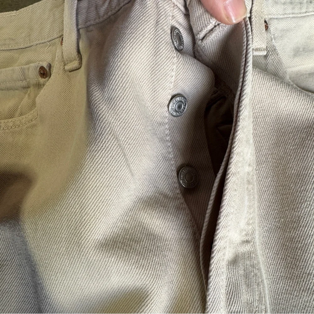 Levi’s 501 Button Fly Jeans Khaki Tan Straight Leg 34x36 Classic Fit - Picture 5 of 8